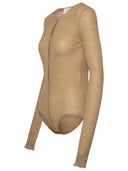 Sportmax 'Dinar' Bodysuit In Beige Wool Blend Yarn