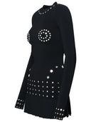Off White Black Viscose Blend Dress
