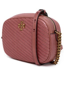 Tory Burch Kira Moto Chevron Crossbody Bag dans Magnolia Pink Aged Lear