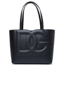 Dolce & Gabbana 'Dg' Small Black Calf Lear Shopping Bag