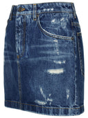 Dolce & Gabbana Blue Cotton Miniskirt