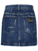 Dolce & Gabbana Blue Cotton Miniskirt