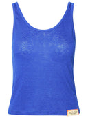 Canotta di lino blu d'oro