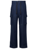 Dolce & Gabbana Blue Linen Cargo Pants