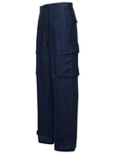 Dolce & Gabbana Blue Linen Cargo Pants