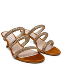 Casadei 'Stratosphere' Honey Satin Sandals