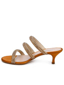 Casadei 'Stratosphere' Honey Satin Sandals