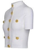 Balmain hvit viskose blanding cardigan
