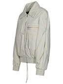 Blumarine Ivory Denim Bomber Jacket
