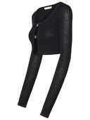 ブルマリンブラックビスコースブレンド作物セーター