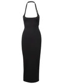 Attico Black Rayon Blend Midi Dress