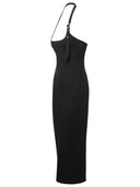Attico Black Rayon Blend Midi Dress