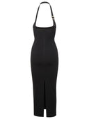 Attico Black Rayon Blend Midi Dress