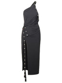 Attico Black Acetate Blend Midi Dress