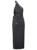 Attico Black Acetate Blend Midi Dress