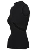 Canotta di miscela di viscosa nera Attico