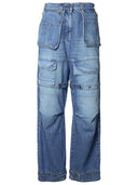 Jeans de cargaison de mélange de coton bleu msgm
