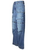 Jeans de cargaison de mélange de coton bleu msgm