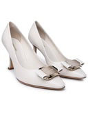 Salvatore Ferragamo Ivory Lear Pumps