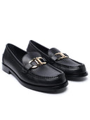 Salvatore Ferragamo Black Lear Loafers