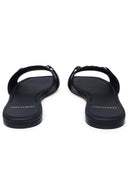 Salvatore Ferragamo Black Lear Slippers
