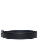 Salvatore Ferragamo 'Gancini' Black and Blue Lear Reversible Belt