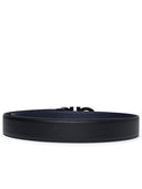 Salvatore Ferragamo 'Gancini' Black and Blue Lear Reversible Belt