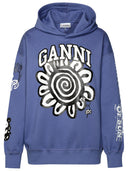 Ganni 'Isoli Flower' Blue Cotton Sweatshirt