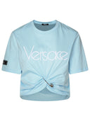Maglietta di cotone azzurro Versace