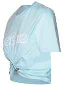 Maglietta di cotone azzurro Versace