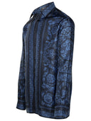 Versace 'Barocco' Blue Silk Shirt
