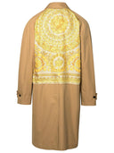 Versace 'Barocco' Beige Cotton and Silk Trench Coat