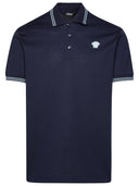 Versace 'Medusa' Blue Cotton Polo Shirt