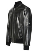 Versace Black Lear Bomber Jacket