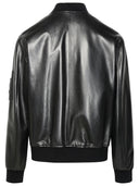 Versace Black Lear Bomber Jacket