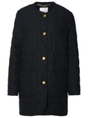 Moncler 'Epafo' Long Black Cotton Blend Down Jacket