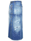 Dsquared2 Blue Cotton Blend Skirt