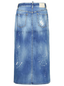 Dsquared2 Blue Cotton Blend Skirt