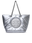 Tory Burch 'Ella' Silver Polyester Shopping Bag