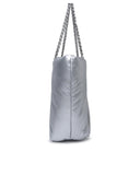 Tory Burch 'Ella' Silver Polyester Shopping Bag