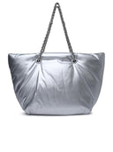 Tory Burch 'Ella' Silver Polyester Shopping Bag