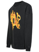 سويت شيرت من القطن باللون الأسود "Burning" من Palm Angels
