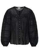 Isabel Marant Black Cotton Blend Blouse