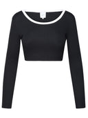 Patou Crop T Shirt In Black Cotton