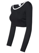 Patou Crop T Shirt In Black Cotton