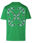 Off White Green Cotton T Shirt