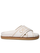 Off White 'Cloud Criss Cross' Slippers In Beige Lear Blend