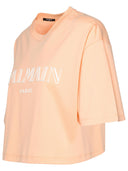 Balmain Orange Cotton Crop T Shirt