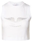 ブルマリンホワイトコットンクロップタンクトップ