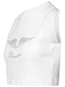 ブルマリンホワイトコットンクロップタンクトップ